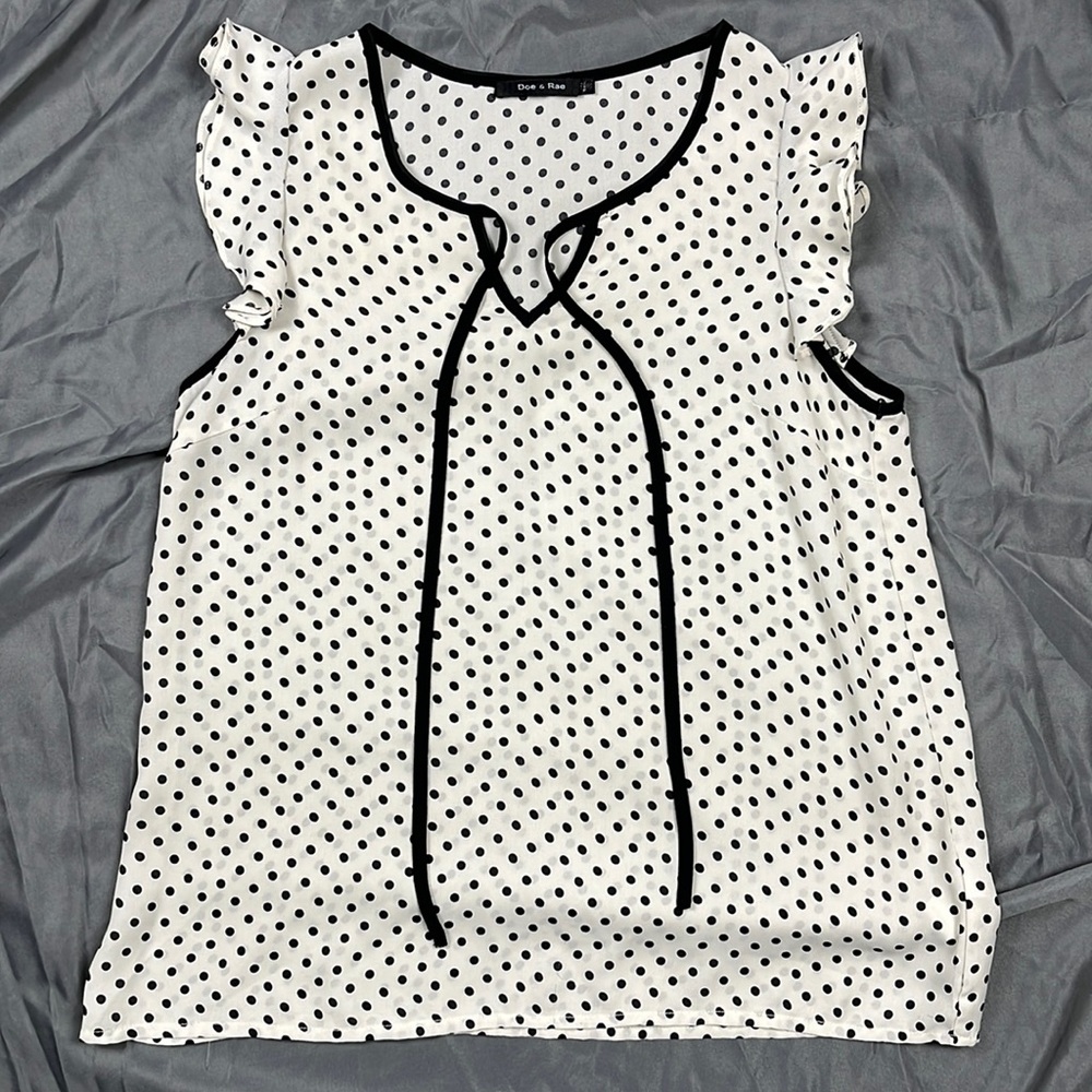 Doe & Rae Ultra Sheer Polka Dot Blouse | Medium